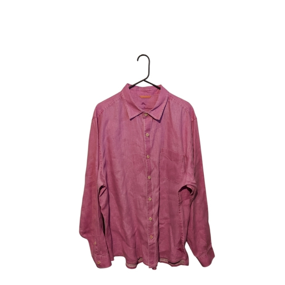 Tommy Bahama Shirt 100% Linen Long Sleeve Purple XL Button Up Coastal Beach Boho
